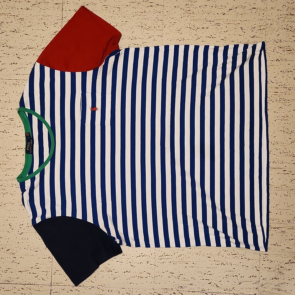 Polo Ralph Lauren Stripe Multi Color T Shirt Blue, Green, White And Red
